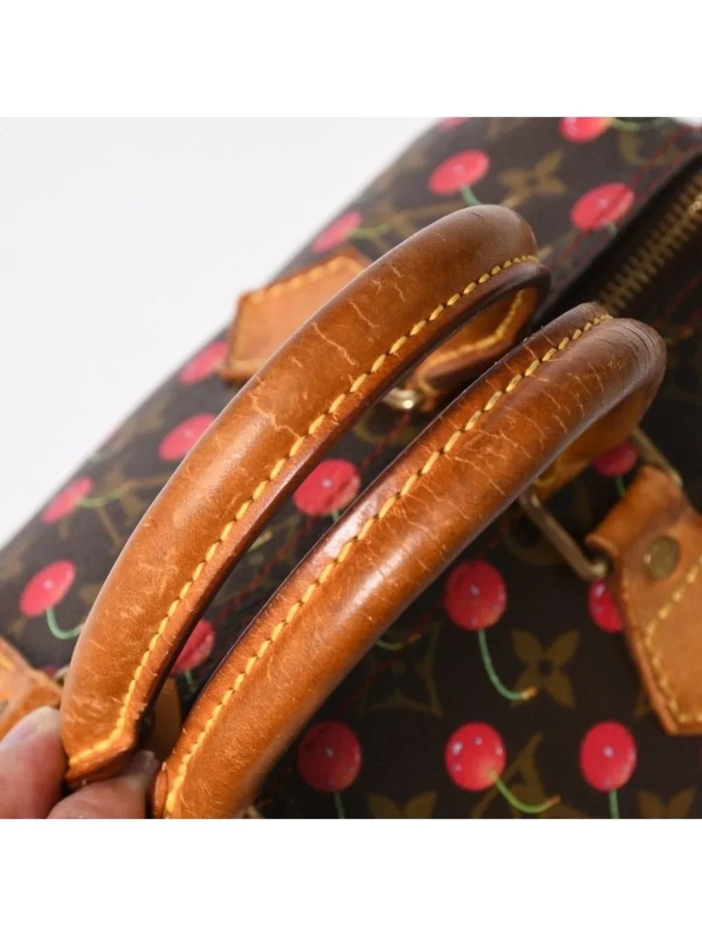 Louis Vuitton Speedy 25 Handbag Monogram Cherry Brown Takashi Murakami